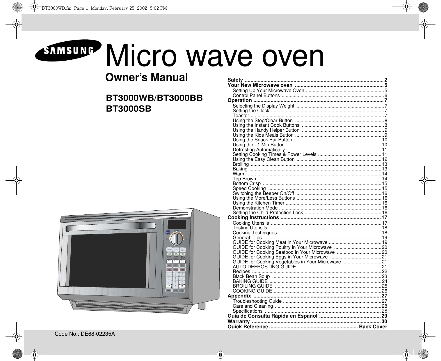 Samsung Convection Microwave Oven User Manual